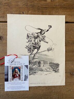 WA Rogers, Political Cartoon, Antique Woodcut Engraving,  Audiobook, Sheet Music